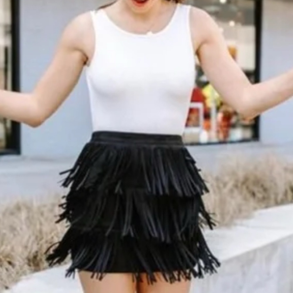 Black Fringe Skirt